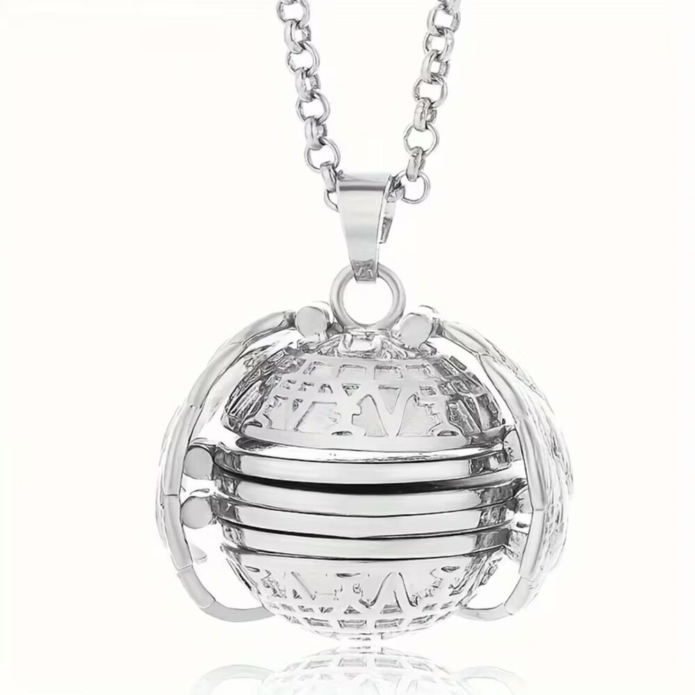 Silver Ball Locket Pendant Necklace Memory Multi Photo Gift Charm Frame Round